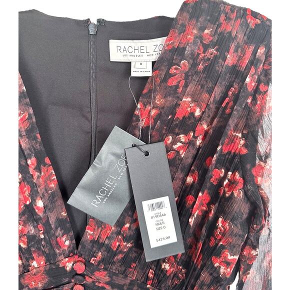 RACHEL ZOE Women's Chiffon CADEN DRESS 100% Silk Lined - Size 0 Floral Multi - Picture 6 of 12